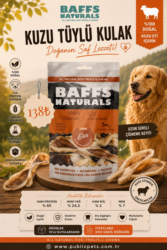 Baffs Naturals Kuzu Kulak Tüylü 100gr x 10 Adet 10+2 KAMPANYA