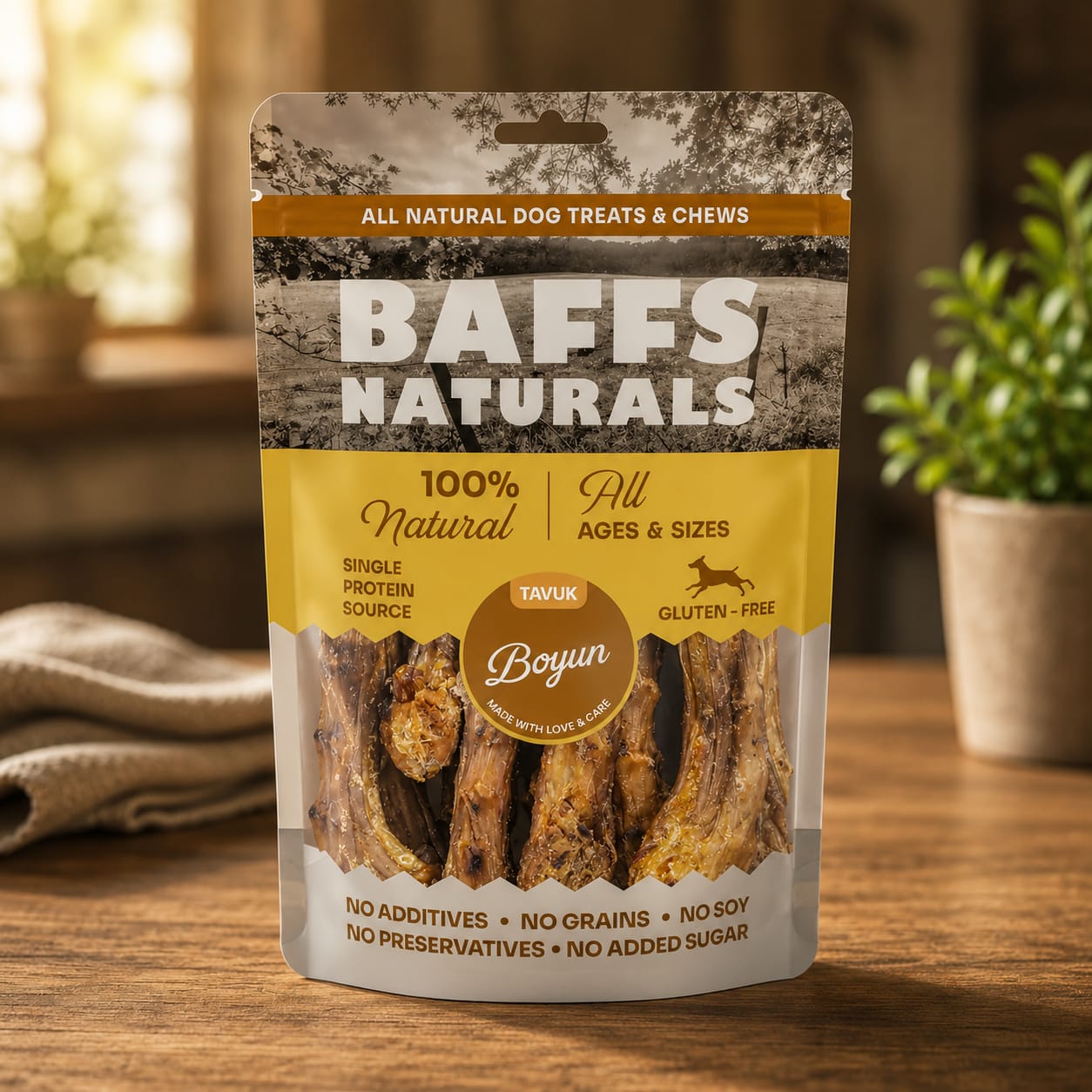Baffs Naturals Organik Tavuk Boyun 100gr x 10 Adet 10+2 KAMPANYA