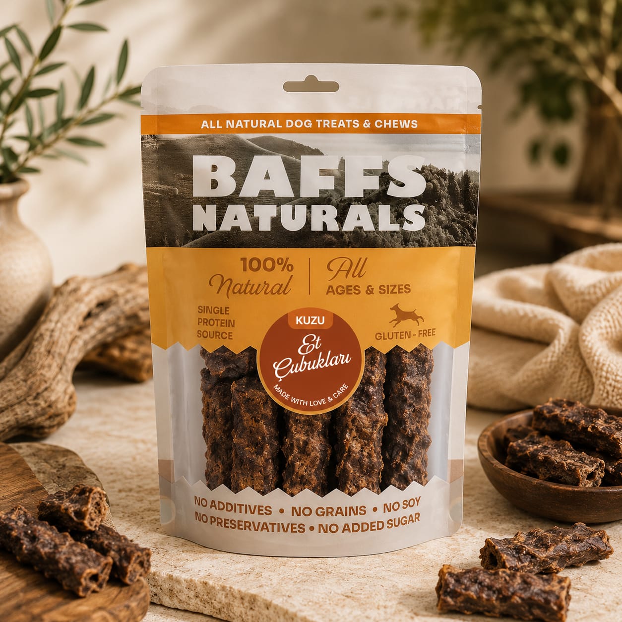 Baffs Naturals Kuzu Et Çubukları 100gr x 10 Adet 10+2 KAMPANYA