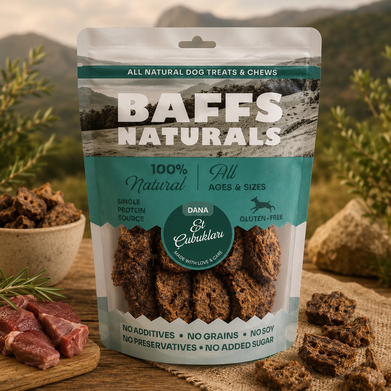 Dana Et Çubukları %100 Doğal Köpek Ödül & Çiğneme Maması – 100gr x 10 Adet 10+2 KAMPANYAYA
