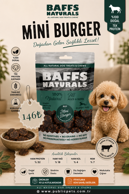 Dana Mini Burger %100 Doğal Köpek Ödül & Atıştırmalık – 100gr x 10 Adet 10+2 KAMPANYA