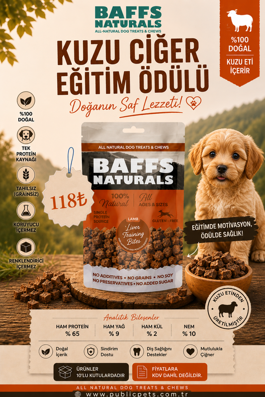 Baffs Naturals Kuzu Ciğer Eğitim Ödülü 100gr x 10 Adet 10+2 KAMPANYA