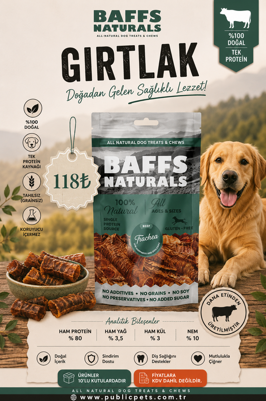 Dana Gırtlak %100 Doğal Köpek Ödül & Çiğneme Ürünü – 100gr x 10 Adet 10+2 KAMPANYA