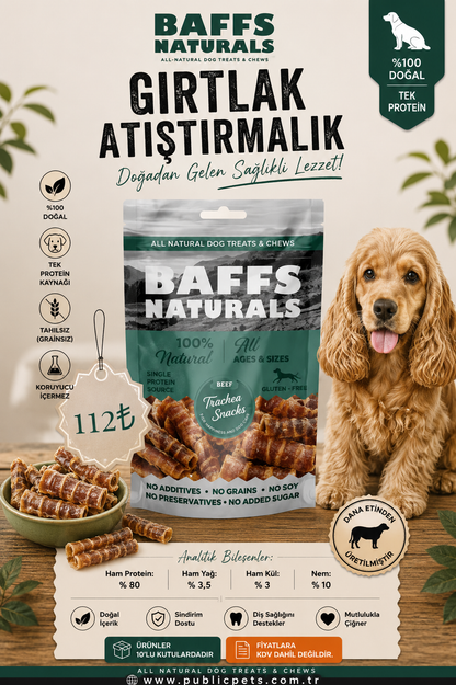 Dana Gırtlak Atıştırmalık %100 Doğal Köpek Ödül Maması – 100gr x 10 Adet 10+2 KAMPANYA