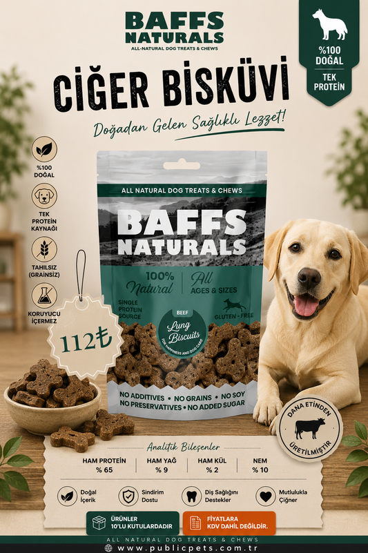 Dana Ciğer Bisküvi %100 Doğal Köpek Ödül Maması – 100gr x 10 Adet 10+2 KAMPANYA